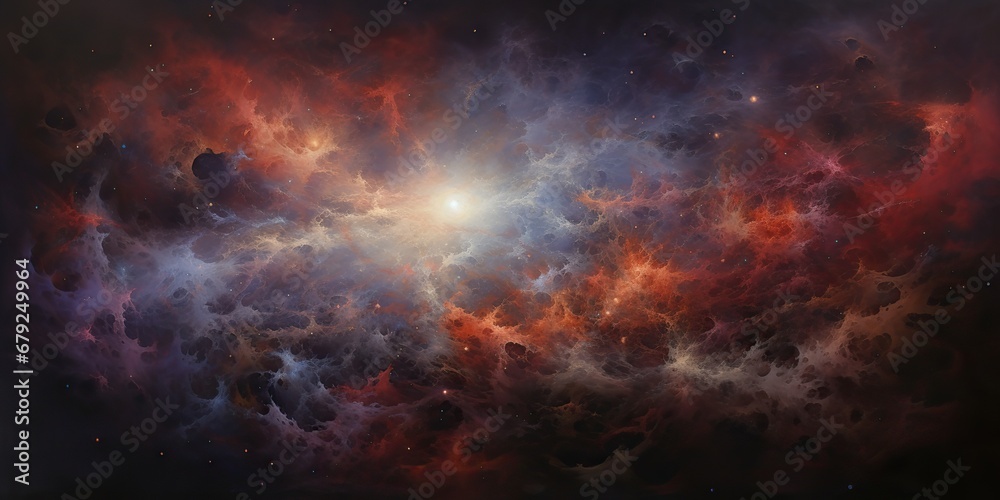 Galaxy space cosmic decorative universe galaxy background in pink dark colors. Can be used for graphic or web design