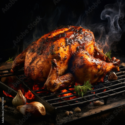 Fotografia con detalle de pollo cocinado a la parrilla