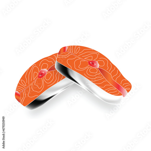 Salmon Steak on a white background.
