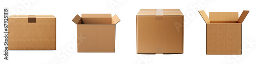 Empty cardboard box Hyperrealistic Highly Detailed Isolated On Transparent Background Png File © Wander Taste
