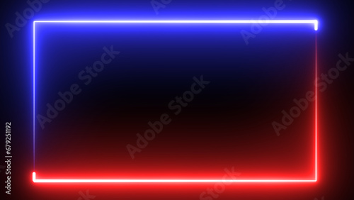 4K Neon pure blue and pure red border technology background
