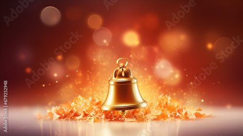 Shimmering Tradition: Capturing the Essence of Celebration in a Golden Bell Image background ai generated