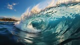 blue ocean surfing wave