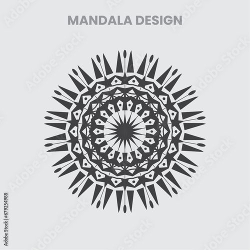 Futuristic Mandala design. Modern shape with abstract silver. Luxury dark gradient background. Vector illustration print template.