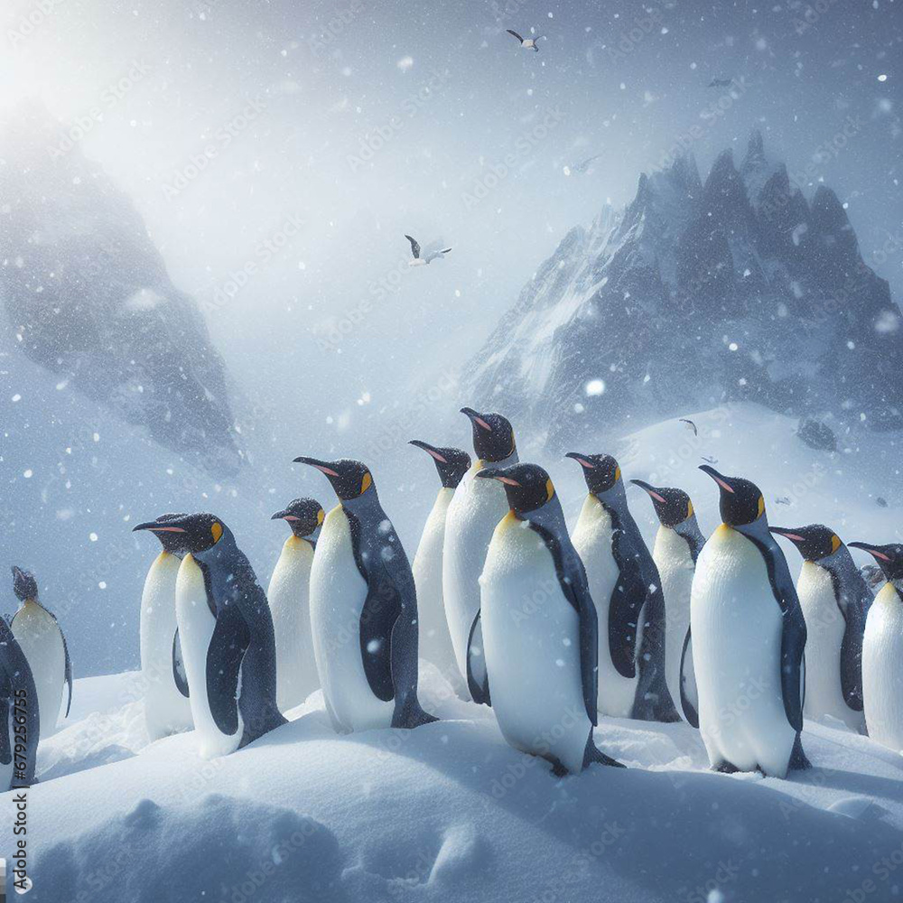 Fototapeta premium penguins in polar regions