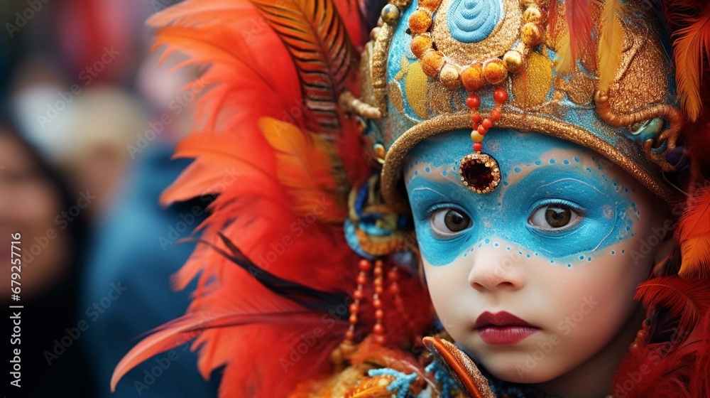 Beautiful little girl dressed up for city carnivals