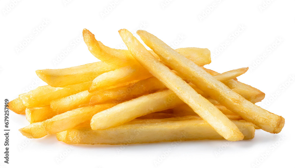 Heap of fries isolated on white background, cutout Heap of fries isolated on white background, cutout