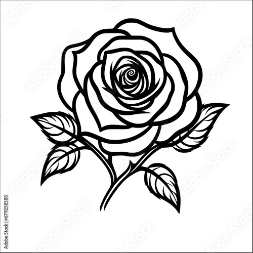 rose illustration doodle style vector outline