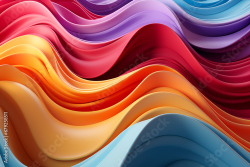 abstract colorful background with smooth wavy lines, 3d render illustration