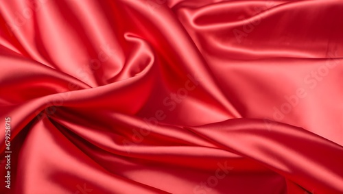 Abstract background of light red silk satin, with a subtle sheen. Background, texture. 