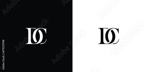 Abstract letter Letter D and letter C typographic icon. Intertwined lettering sign Alphabet initials in black and white color. Modern, elegant, luxury-style serif characters for company branding