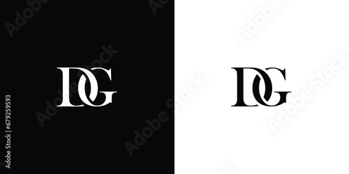 Abstract letter Initial DG or GD letter design logo logotype icon concept with a serif font and classic elegant style look vector illustration in black and white color