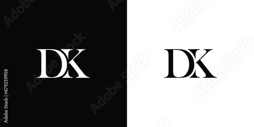 Abstract letter Initial DK or KD Minimalist Serif Modern Letter Logo in Black and White color. DK Creative Serif Logo Design Icon Branding Vector
