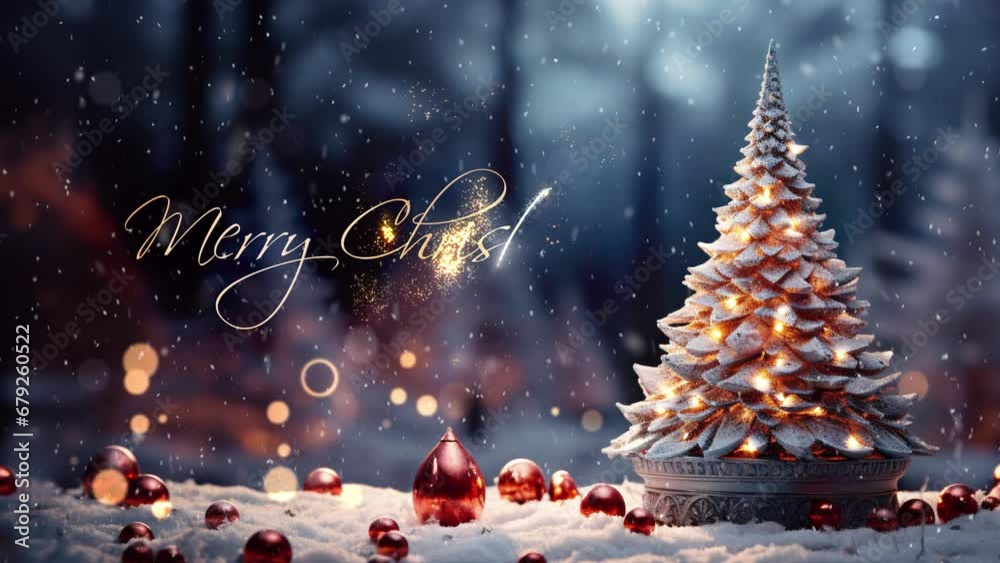 Merry Christmas reveal. Christmas tree in the winter forest. Beautiful winter landscape with Christmas tree. Winter scene with christmas greetings.
Merry Christmas reveal. Christmas tree in the winter forest. Beautiful winter landscape with Christmas tree. Winter scene with christmas greetings.