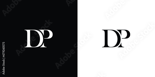 Abstract Initial letter DP or PD logo company and icon business in black and white color