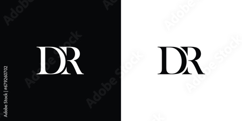 Abstract Initial text RD or DR Typography Letter Logo Vector. Illustration of Letter RD DR Template Logotype in black and white color photo