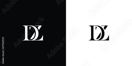 Abstract letter DZ or ZD logo icon incorporates abstract shapes in a creative way in black and white color