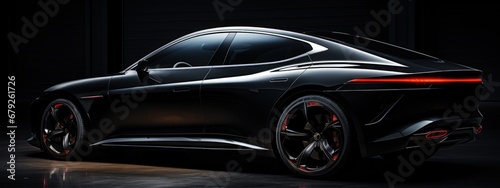 luxury black car whit black background