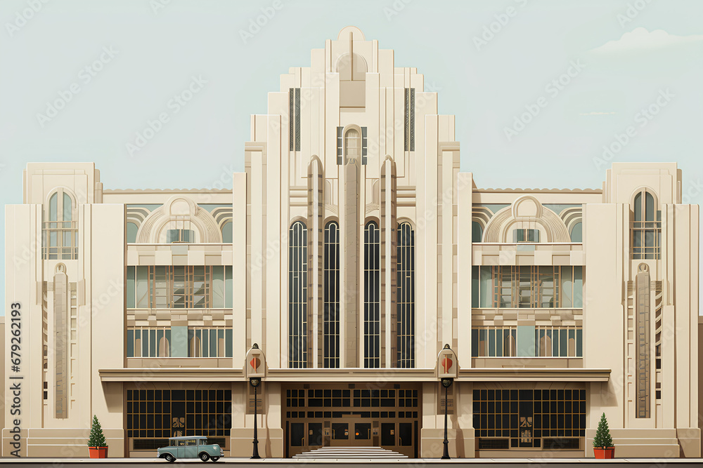 Detailed Architectural Study of Art Deco Facades