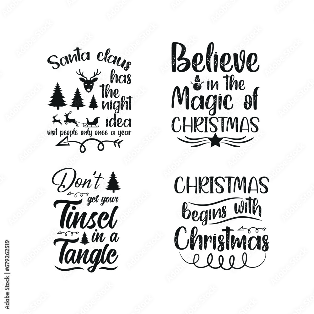 Christmas t-shirt design, Christmas t-shirt, black and white design, Christmas t-shirt design set