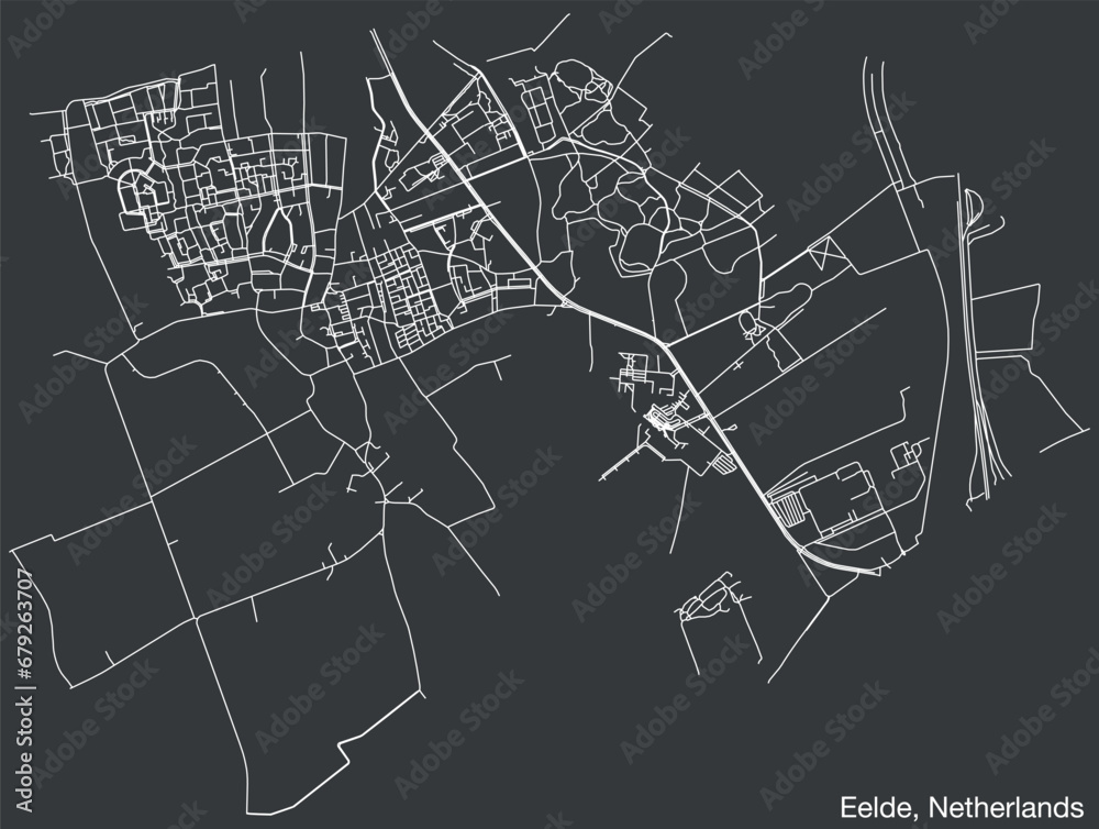 Detailed hand-drawn navigational urban street roads map of the Dutch ...