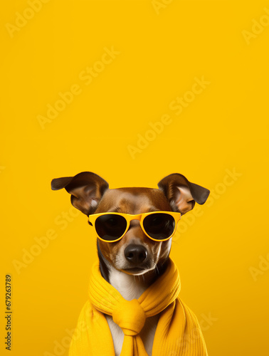 Dog on yellow background © bramgino