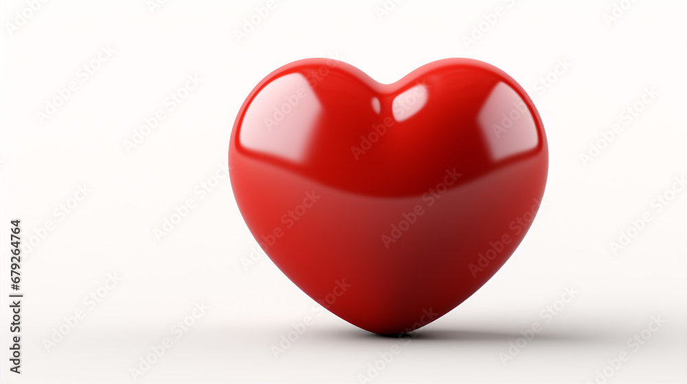 A red heart is isolated on a pristine backdrop.