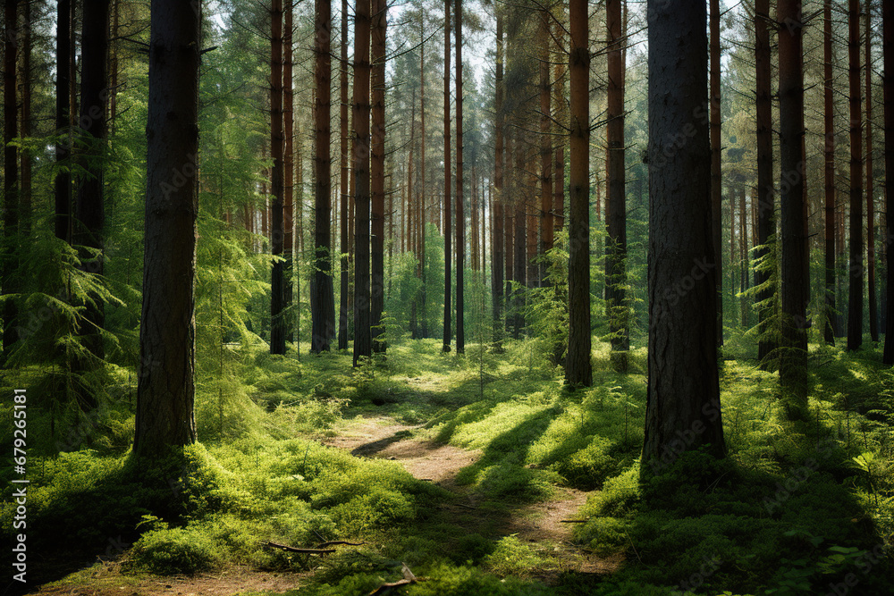 Pine Forest Path. Generative Ai Pine Forest Path. Generative Ai