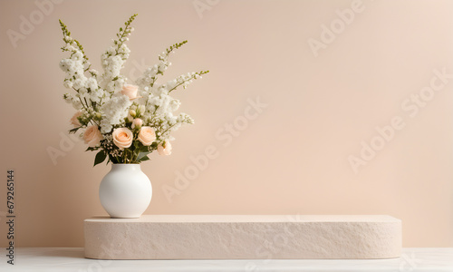 Beautiful flower decoration, product presentation podium © franck