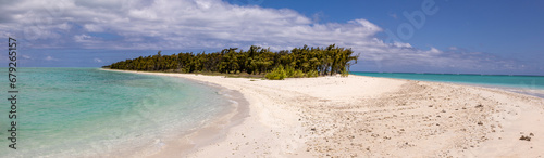 panoramic beach scene on cocos island off the coast of Rodrigues island. also known as Ile aux Cocos