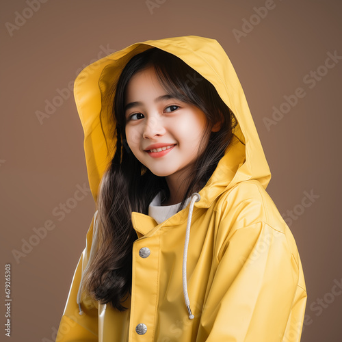 Young girl smiling in raincoat © franck