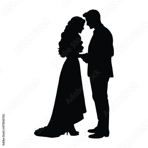 Man Proposing to Woman Silhouette on White