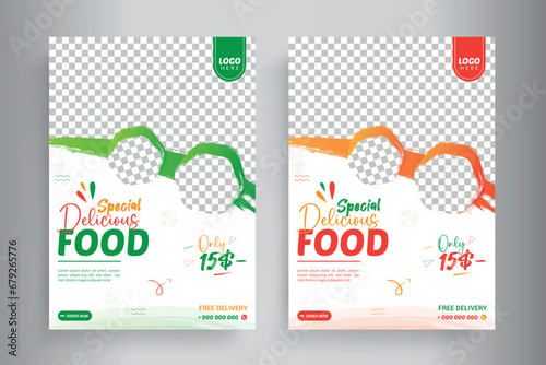 Food Flyer Template design, restaurant food flyer, fast food template vector illustration.	