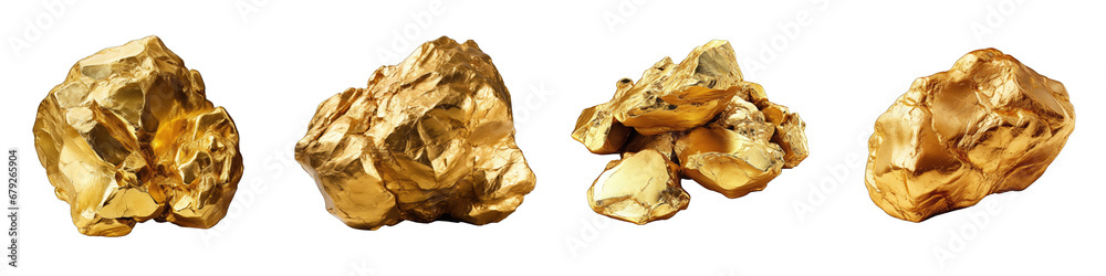 Gold nugget Hyperrealistic Highly Detailed Isolated On Transparent Background Png File