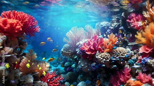 Stunning coral reef in sea,  Seamless Animation Video Background in 4K Resolution	 photo