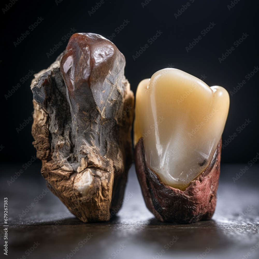 Naklejka premium A tooth with carious stones is depicted for dentists created with Generative Ai