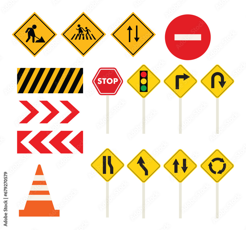 set of warning signs, road sign, vector illustration set of warning signs, road sign, vector illustration