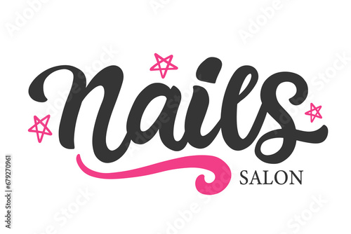 Nails Salon Logo Template Nail Studio Calligraphy 