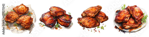 Grilled chicken thighs Hyperrealistic Highly Detailed Isolated On Transparent Background Png File photo