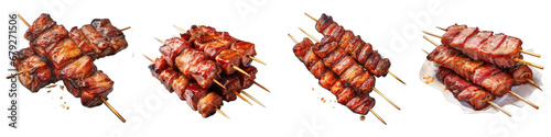 Grilled pork meat on a stick Hyperrealistic Highly Detailed Isolated On Transparent Background Png File