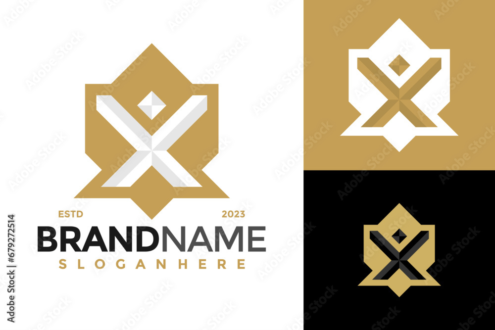 Letter X Shield Guard Logo design vector symbol icon illustration Letter X Shield Guard Logo design vector symbol icon illustration