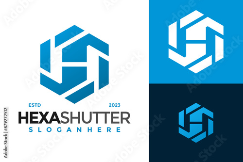 Letter H Hexagon Shutter Logo design vector symbol icon illustration