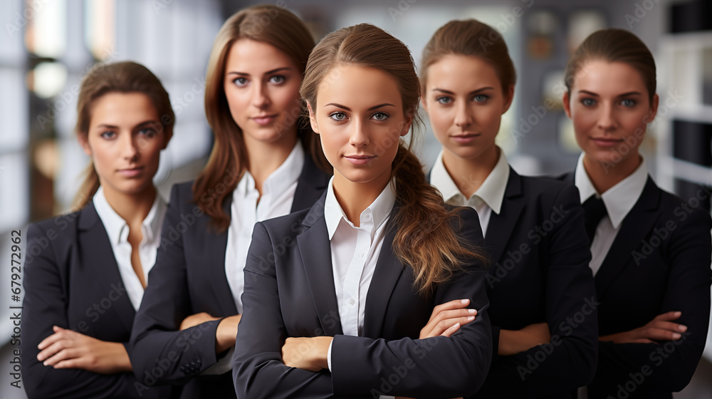 Portrait of a group of businesswomen standing in a row. Portrait of a group of businesswomen standing in a row.