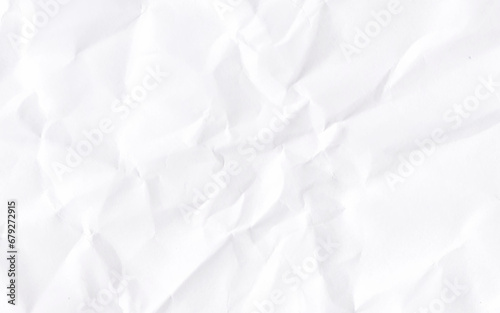 Seamless white crumpled paper background texture pattern with copy space. White creased paper background texture