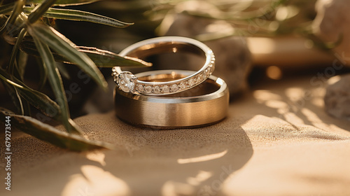 Sharp Daylight Photo of Bohemian Desert Wedding with Modern Decor and Sun Rays