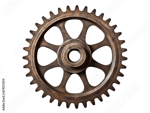 Antique Rusty Cog Wheel, isolated on a transparent or white background