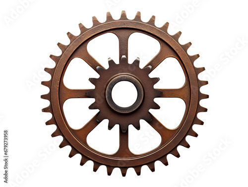 Antique Rusty Cog Wheel, isolated on a transparent or white background