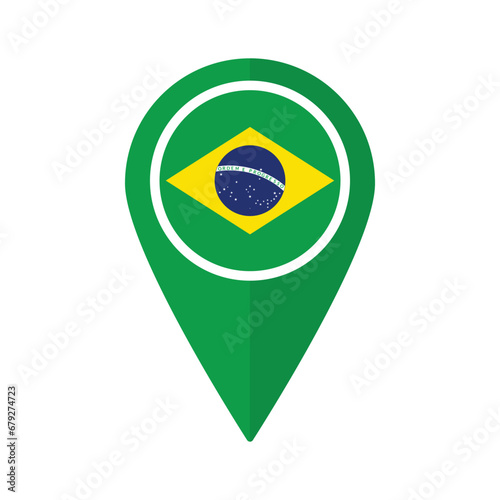 Free Download Flag of Brazil flag on map pinpoint icon isolated green color - GFXLoad