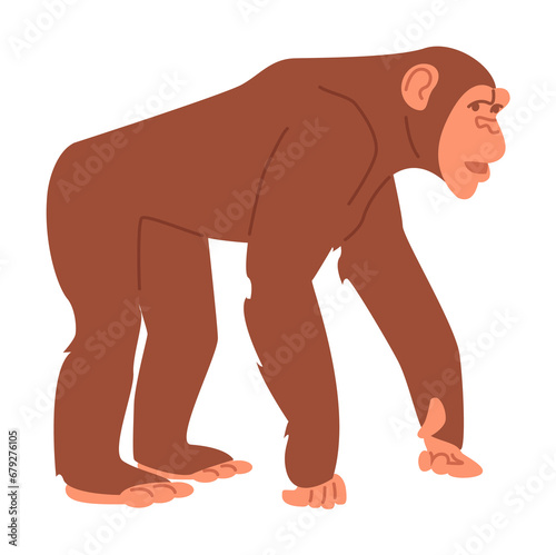 Cartoon primate. Big ape. Funny monkey character