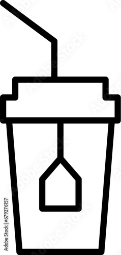 Disposable Tea Cup Vector Line Sign for Adverts. Suitable for books, stores, shops. Editable stroke in minimalistic outline style. Symbol for design